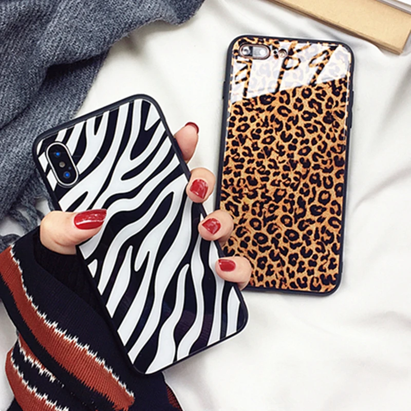 

Tempered Glass Case For Huawei Honor 10 9 lite v9 v10 v20 Luxury zebra Leopard Print Hard Cover For Huawei Honor 9 10lite Casing