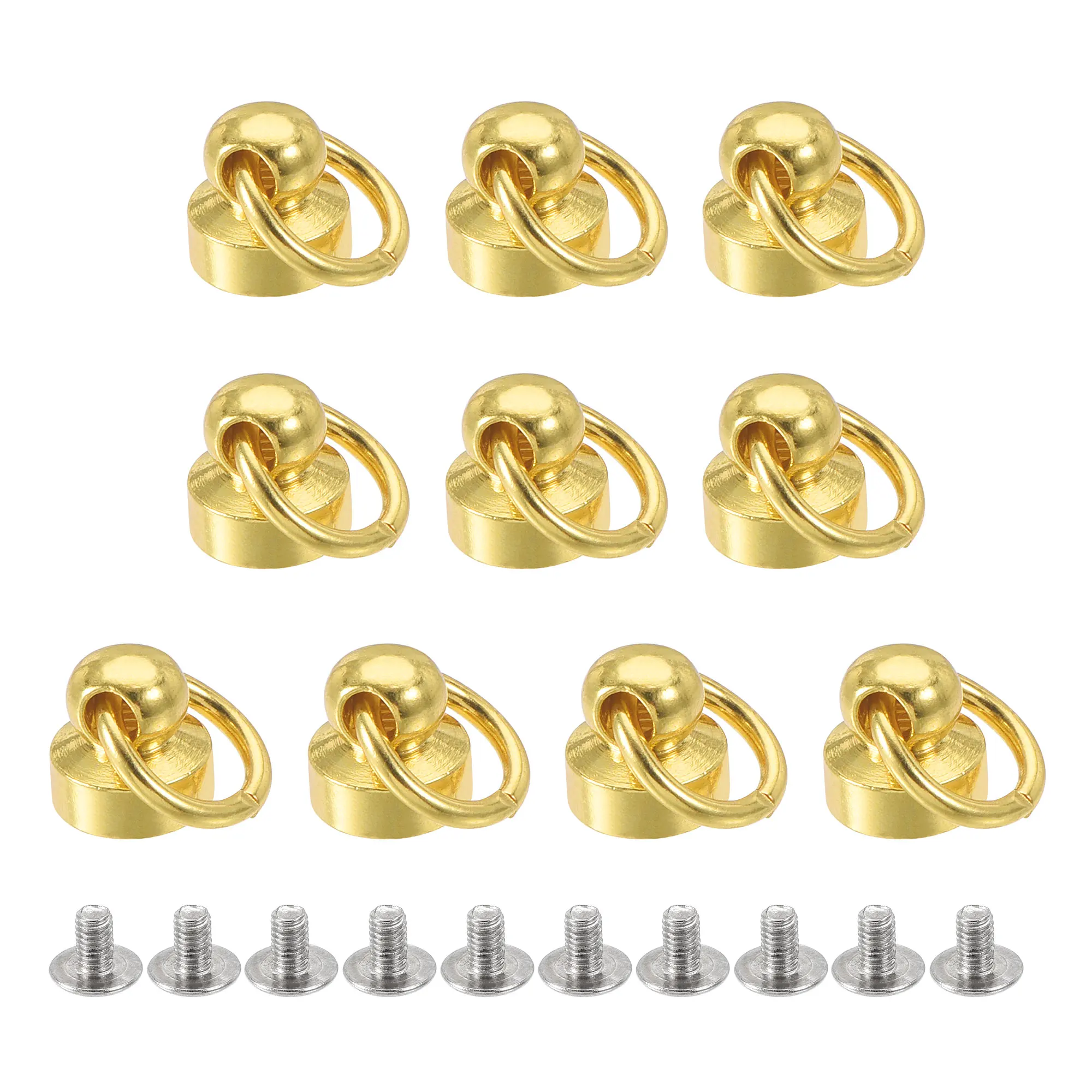 

Uxcell 20pcs 8x8mm Pull Ring Rivets Studs Round Head for DIY Brass Gold Tone