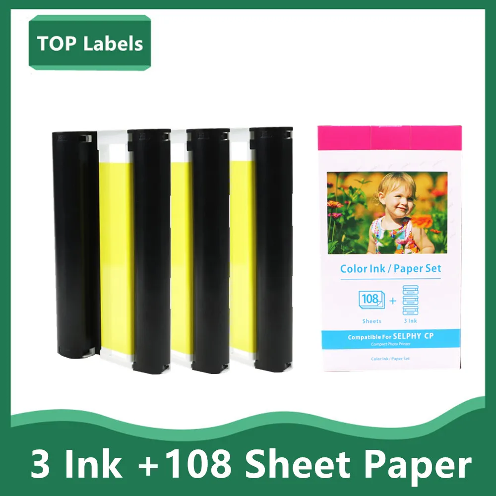 

KP-108IN Compatible for Canon Color Ink Photo Paper For Printer 4 X 6 Sublimation RP-108 For Selphy CP1300 1000 CP1200 CP910 900