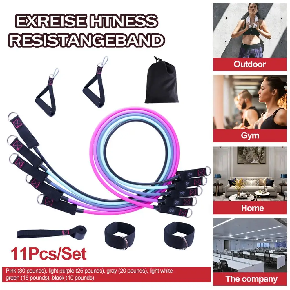 New Resistance Bands Set Rope 11Pcs Elastic Rope Pink 100 pounds Female Fitness Yoga Rally TPE Tension Rope
New Resistance Bands Set Rope 11Pcs Elastic Rope Pink 100 pounds Female Fitness Yoga Rally TPE Tension Rope