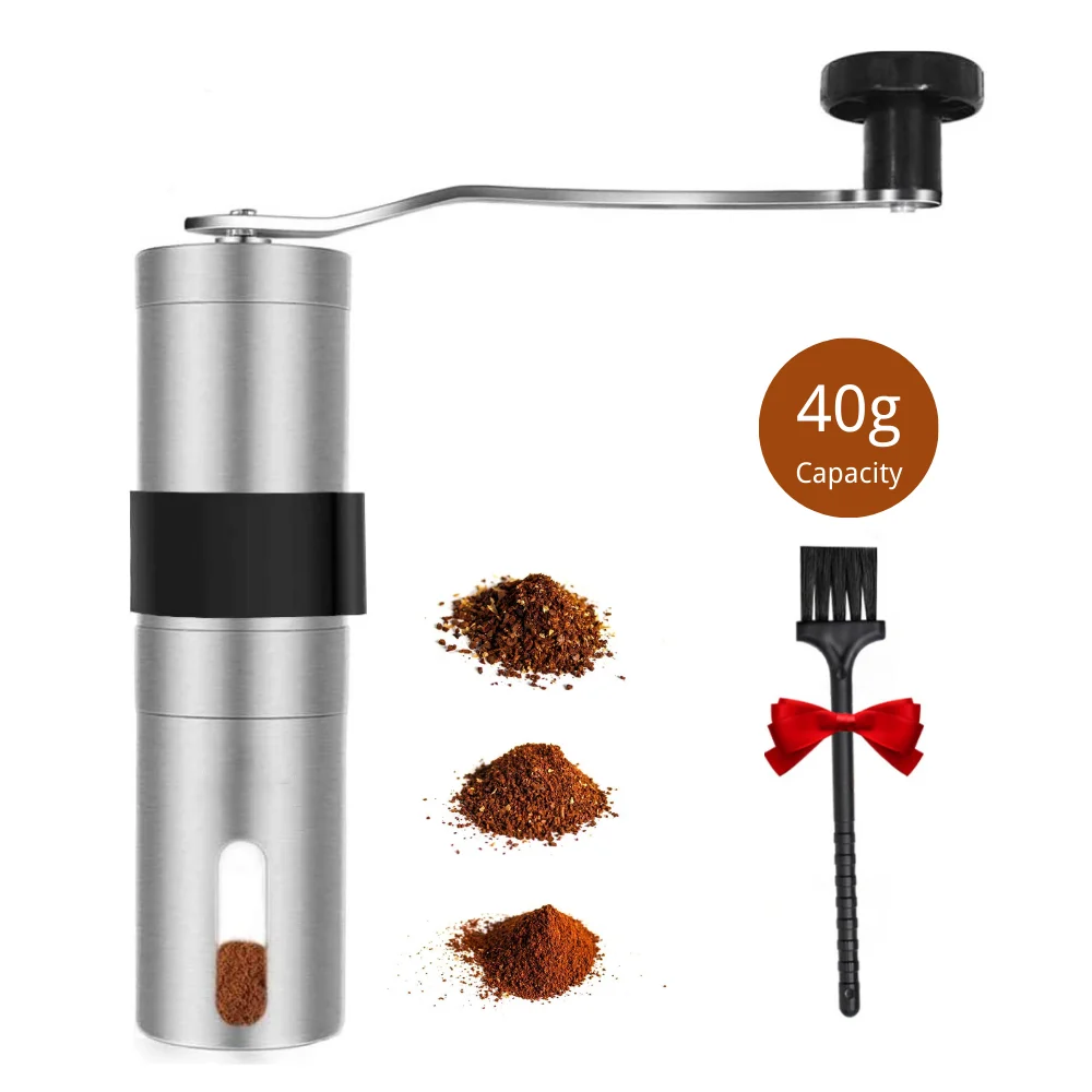 

Stainless Steel Manual Coffee Grinder with Conical Ceramic Burrs Portable Hand Coffee Mill for Drip Coffee Espresso