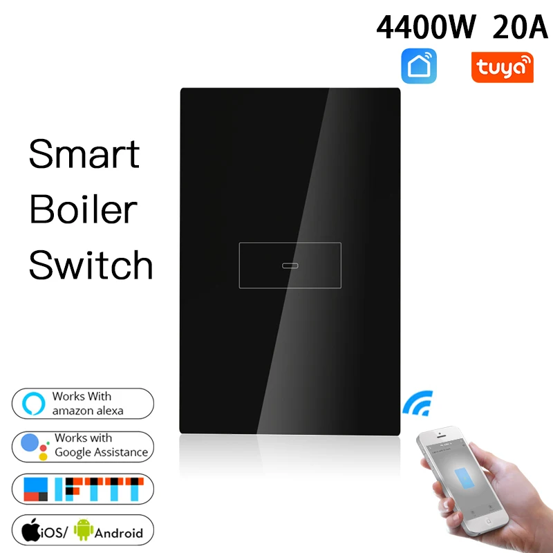 WiFi Smart Boiler Glass Panel Switch 4400W Smart Life Tuya App Wireless Remote Control Work with Alexa Google Home 20A
WiFi Smart Boiler Glass Panel Switch 4400W Smart Life Tuya App Wireless Remote Control Work with Alexa Google Home 20A