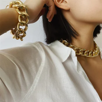 Exaggerated Cuban Big Thick Chain Necklace & Bracelet Steampunk Maxi Chunky Choker Necklace Hip hop Men Women Jewelry Set
Exaggerated Cuban Big Thick Chain Necklace & Bracelet Steampunk Maxi Chunky Choker Necklace Hip hop Men Women Jewelry Set