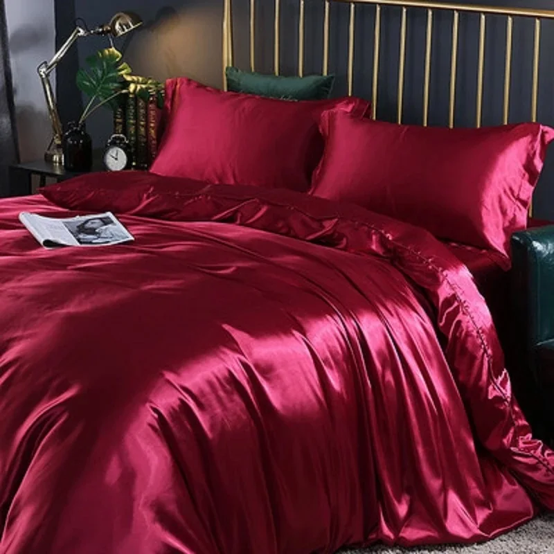 Luxury Summer Cool Satin Comfortable Bedclothes Solid Color Bed Sheets Quilt Covers Pillow Covers Comfortable Naked Sleeping Bed
Luxury Summer Cool Satin Comfortable Bedclothes Solid Color Bed Sheets Quilt Covers Pillow Covers Comfortable Naked Sleeping Bed