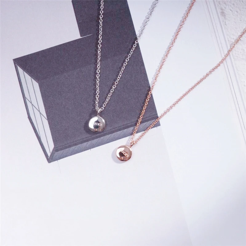 Lucky Golden Bean Clavicle Chain Korean Simple Versatile 925 Sterling Silver Temperament Female Necklace SNE042 | Украшения и