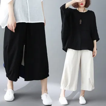 Summer Loose High Waist Pleated Trousers 2019 Summer Women Black And White Cotton Linen Ankle Length Pants
Summer Loose High Waist Pleated Trousers 2019 Summer Women Black And White Cotton Linen Ankle Length Pants