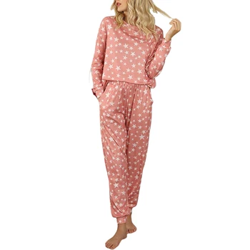 Women's Printed Two-Piece Casual Dress Girl Pajama Set, Long Sleeve Round Neck Top With Elastic Loose Trousers Daily Home Wear
Women's Printed Two-Piece Casual Dress Girl Pajama Set, Long Sleeve Round Neck Top With Elastic Loose Trousers Daily Home Wear