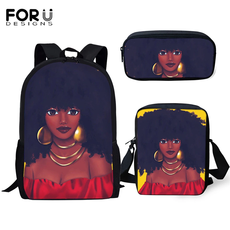 FORUDESIGNS 3PCs/Set Kids School Backpacks Black African Girls Pattern School Bags Afro Arts Girls Designer Students Book Bags
FORUDESIGNS 3PCs/Set Kids School Backpacks Black African Girls Pattern School Bags Afro Arts Girls Designer Students Book Bags