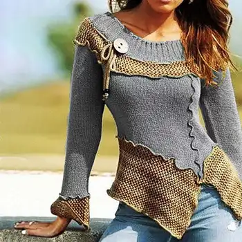 Fashion Women Autumn Long Sleeve Pacthwork Sweaters Casual O Neck Slim Sweater Jumper Pullover Vintage Knitted Tops Streetwear
Fashion Women Autumn Long Sleeve Pacthwork Sweaters Casual O Neck Slim Sweater Jumper Pullover Vintage Knitted Tops Streetwear