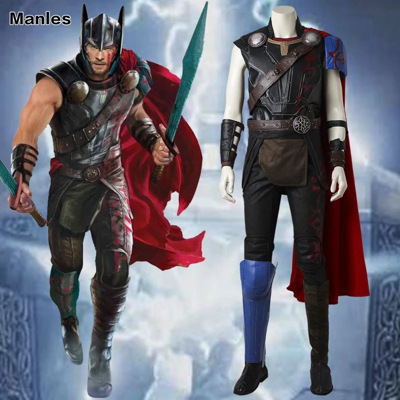

Thor Odinson Cosplay Costume Thor Ragnarok Cosplay Movie Superhero Clothes Thor 3 Outfit Halloween Cloak Adult Men With Boots