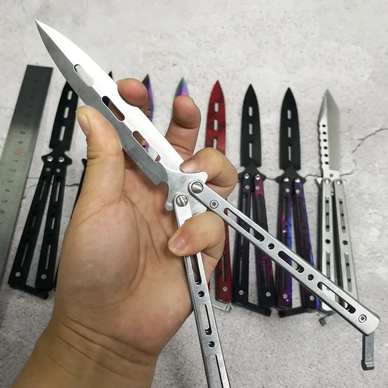 Butterfly Knife Stainless Steel Practice Folding knife Training Knife Dull Tool No Edge Outdoor Sports Tool No Harmful
Butterfly Knife Stainless Steel Practice Folding knife Training Knife Dull Tool No Edge Outdoor Sports Tool No Harmful