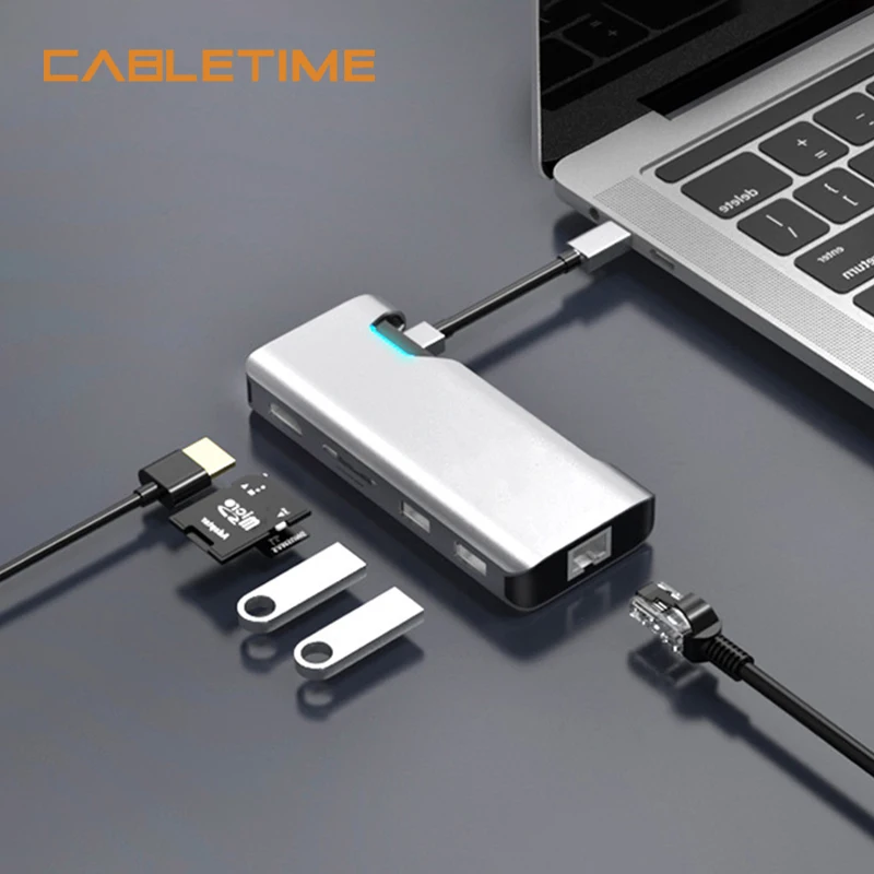 Cabletime USB C HUB to HDMI Ethernet RJ45 Adapter Fast Charge PD Hub for Acer Dell Lenovo Matebook 13 MacBook Air N332
Cabletime USB C HUB to HDMI Ethernet RJ45 Adapter Fast Charge PD Hub for Acer Dell Lenovo Matebook 13 MacBook Air N332