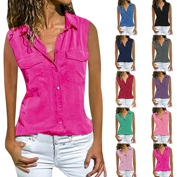 Oeak 2020 Summer Women Blouses Button Solid Boho Pocket Loose Vintage Casual Chiffon Vest Tank Tops Shirts Plus Size S-5XL 
Oeak 2020 Summer Women Blouses Button Solid Boho Pocket Loose Vintage Casual Chiffon Vest Tank Tops Shirts Plus Size S-5XL