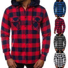 New Men's Hooded Shirt Long Sleeve Blouse Button Plaid Pockets Man Knit Classic Spring/Autumn Casual Tops Outerwear Check Tunics
New Men's Hooded Shirt Long Sleeve Blouse Button Plaid Pockets Man Knit Classic Spring/Autumn Casual Tops Outerwear Check Tunics