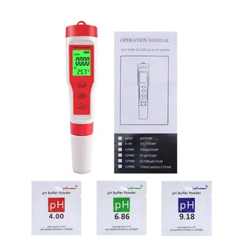 PH Meter 4 in 1 PH/TDS/EC/Temperature Meter Digital Water Quality Monitor Tester Detector for Pools Drinking Water Aquariums
PH Meter 4 in 1 PH/TDS/EC/Temperature Meter Digital Water Quality Monitor Tester Detector for Pools Drinking Water Aquariums