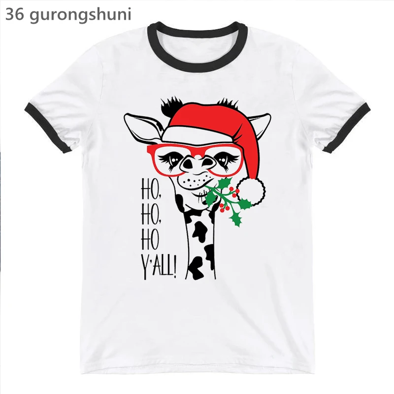 Ho Ho Ho Giraffe Graphic Print T-Shirt Women Clothes 2022 Funny Christmas Gift Tshirt Femme Summer Fashion T Shirt Female Tops
Ho Ho Ho Giraffe Graphic Print T-Shirt Women Clothes 2022 Funny Christmas Gift Tshirt Femme Summer Fashion T Shirt Female Tops