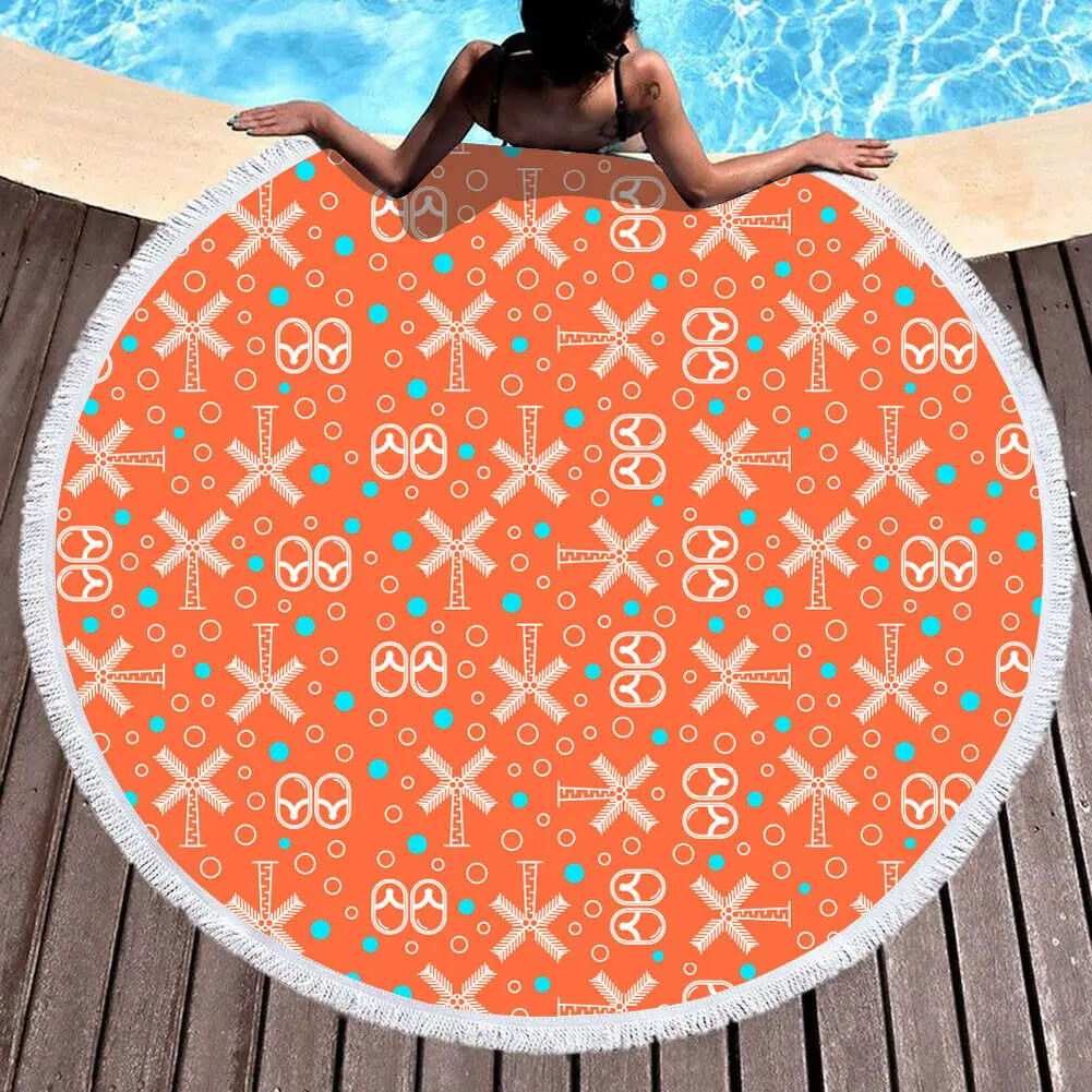 

3D Fruit Hippie Round Beach Towel Microfiber Tapestry Throw Blanket Yoga Mat Large Swimming Towels