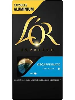L'OR Espresso Coffee Decaffeinato Intensity 6 - Nespresso®* Compatible Aluminium Coffee Capsules - 10 Packs of 10 Capsules (100 
L'OR Espresso Coffee Decaffeinato Intensity 6 - Nespresso®* Compatible Aluminium Coffee Capsules - 10 Packs of 10 Capsules (100