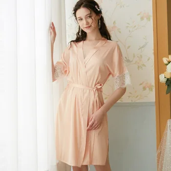 Short-sleeved Nightgown Women's Spring and Summer Palace Style Imitation Silk Solid Color V-neck Sweet Home Wear Loose Nightgown
Short-sleeved Nightgown Women's Spring and Summer Palace Style Imitation Silk Solid Color V-neck Sweet Home Wear Loose Nightgown