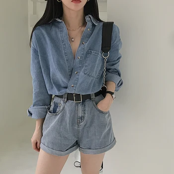 2020 Spring Autumn Long Sleeve Tops Women Casual Jean Shirt Fashion Plain Blouse
2020 Spring Autumn Long Sleeve Tops Women Casual Jean Shirt Fashion Plain Blouse