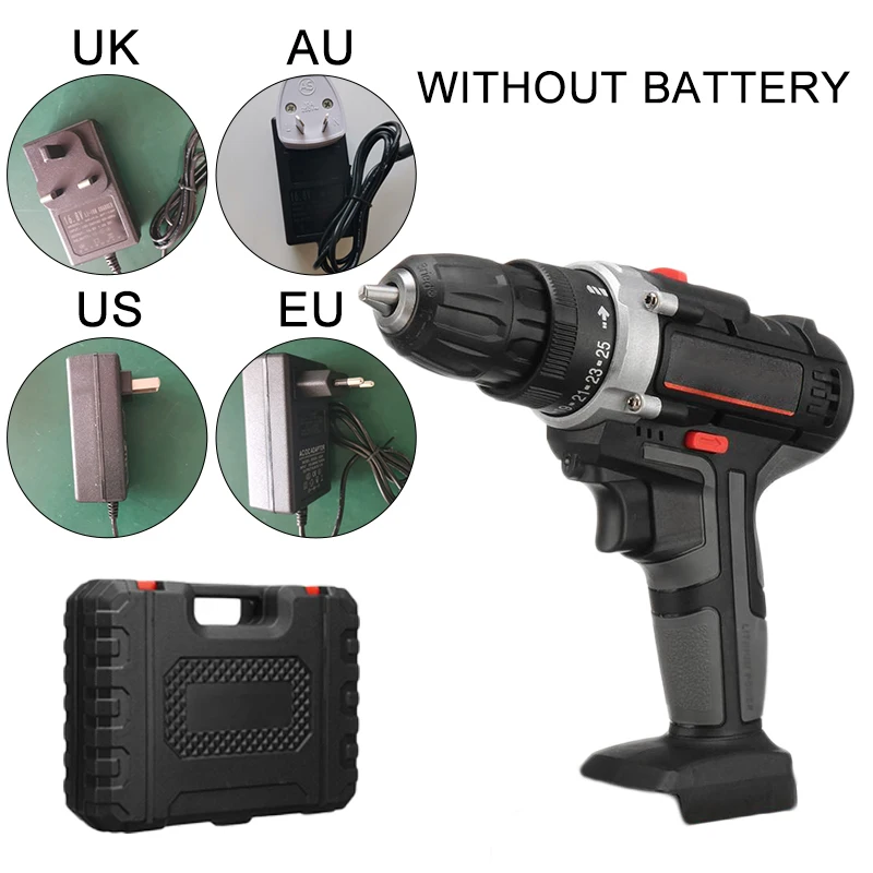 1*Electric Drill +1*Charger+1*Toolbox 2-Speed Brushless Cordless Electric Impact Drill LED Light Charger 25-28Nm 42V
1*Electric Drill +1*Charger+1*Toolbox 2-Speed Brushless Cordless Electric Impact Drill LED Light Charger 25-28Nm 42V