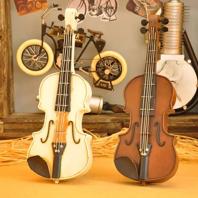 

Antique Ironwork European-Style Violin Decoration, Musical Instrument, Small Model, Simulation Tea, Restaurant, Office, Home