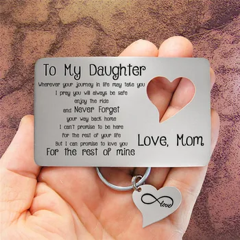 Custom Inspirational Keychain Stainless Steel Gifts to My Daughter Son Graduation Jewelry Accessories Family Heart Keyring
Custom Inspirational Keychain Stainless Steel Gifts to My Daughter Son Graduation Jewelry Accessories Family Heart Keyring