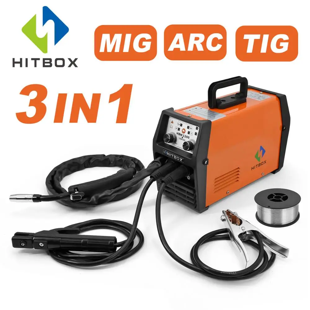 HITBOX Machine de soudage MIG 180A 220V Onduleur à gaz et sans gaz Machine de soudage CO2 MIG 