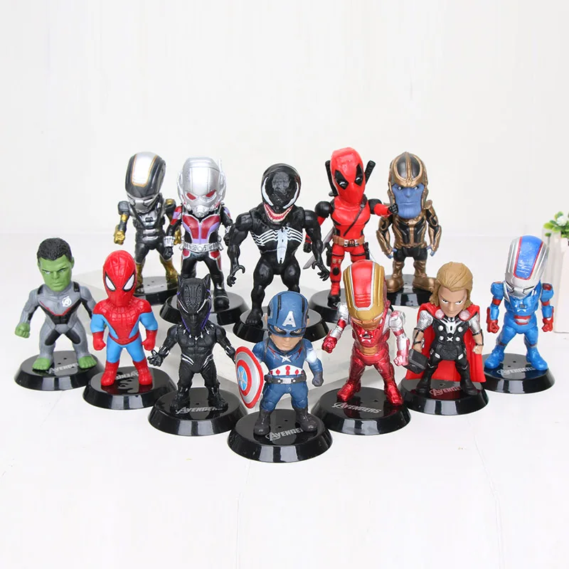 12pcs/set The Avengers Superheroes Captain America Iron Man Spiderman Thanos Thor Deadpool Hulk PVC Mini Figures Kids Toys
12pcs/set The Avengers Superheroes Captain America Iron Man Spiderman Thanos Thor Deadpool Hulk PVC Mini Figures Kids Toys