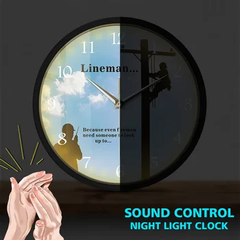 Lineman Work Under The Big Sunshine LED Lighting Wall Clock Electrician Voice Control Watch Inspirational Quote Silent Timepiece
Lineman Work Under The Big Sunshine LED Lighting Wall Clock Electrician Voice Control Watch Inspirational Quote Silent Timepiece