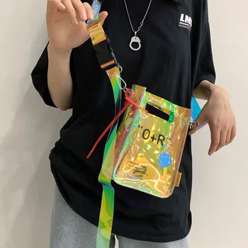 Summer transparent Laser color messenger bag sports and leisure shoulder bag multi-function Women hip-hop waist bag chest bag 
Summer transparent Laser color messenger bag sports and leisure shoulder bag multi-function Women hip-hop waist bag chest bag