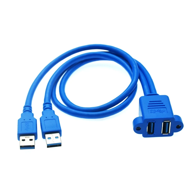 5Gbps Dual Port USB 3.0 A Male To Female M/F Extension Cable Cord Screw Lock Panel Mount Motherboard USB2.0 Cable 50cm 30cm
5Gbps Dual Port USB 3.0 A Male To Female M/F Extension Cable Cord Screw Lock Panel Mount Motherboard USB2.0 Cable 50cm 30cm
