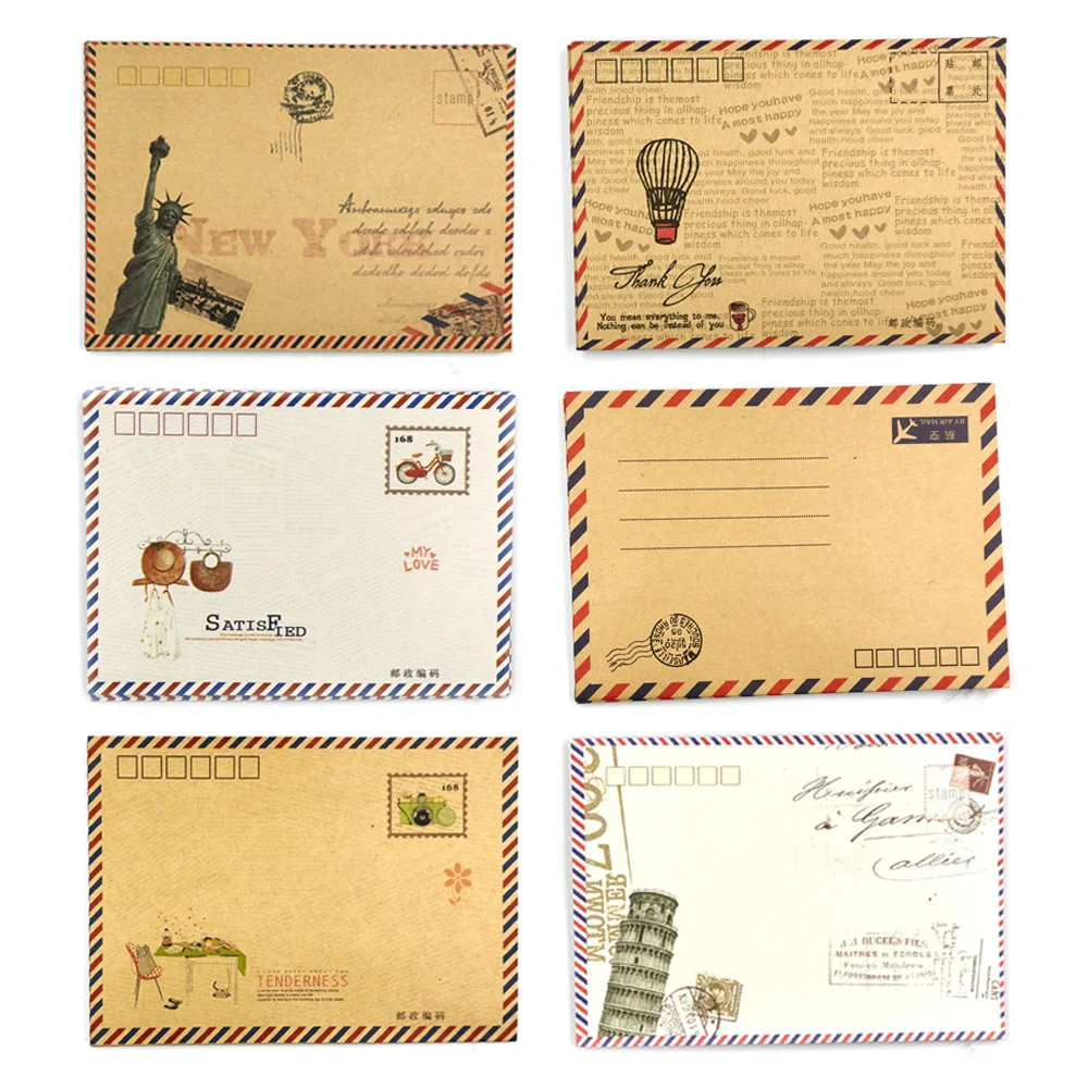 

Vintage B6 Envelope Western Style Mailing Envelopes for Invitation Creative Kraft Envelope 8pcs/set