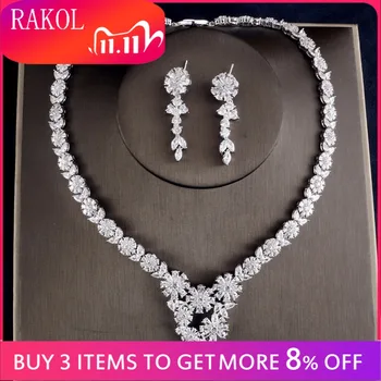 RAKOL Fashion Round Flower AAA Cubic Zircon Luxury Bridal Jewelry Set For Women Crystal White Color Jewelry Set
RAKOL Fashion Round Flower AAA Cubic Zircon Luxury Bridal Jewelry Set For Women Crystal White Color Jewelry Set