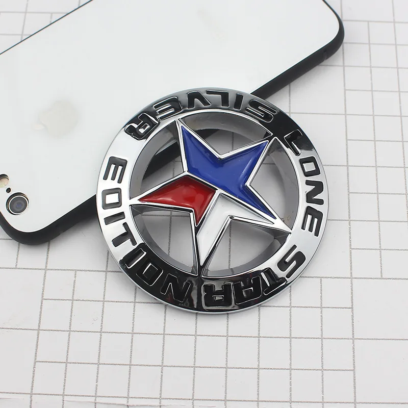 

1 Pcs 3D Metal LONE STAR SILVER EDITION Logo Emblem Badge Car Stickers For Universal Cars Motorcycle Decorative Car Styling