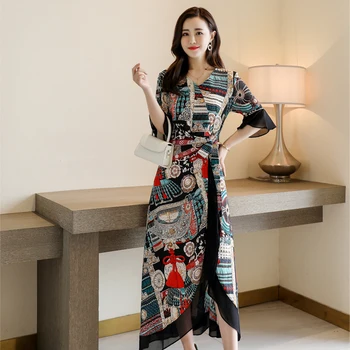 2020 summer women's V-neck casual waistband loose chiffon bohemian dress
2020 summer women's V-neck casual waistband loose chiffon bohemian dress