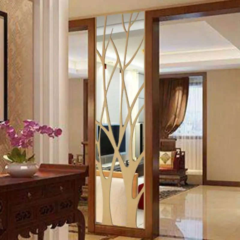 Акриловые зеркальные настенные наклейки с деревом для гостиной Современные