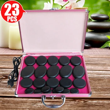 Tontin 23pcs/set power massage stone set hot stone with 220V heater box hot massage SET SPA Lava Basalt stone for body health 
Tontin 23pcs/set power massage stone set hot stone with 220V heater box hot massage SET SPA Lava Basalt stone for body health