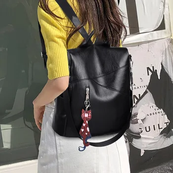 Women With Pendant Anti Theft Buckle Backpack Large Capacity Fashion PU Leather Soft Detachable Strap Top Handle Solid 
Women With Pendant Anti Theft Buckle Backpack Large Capacity Fashion PU Leather Soft Detachable Strap Top Handle Solid