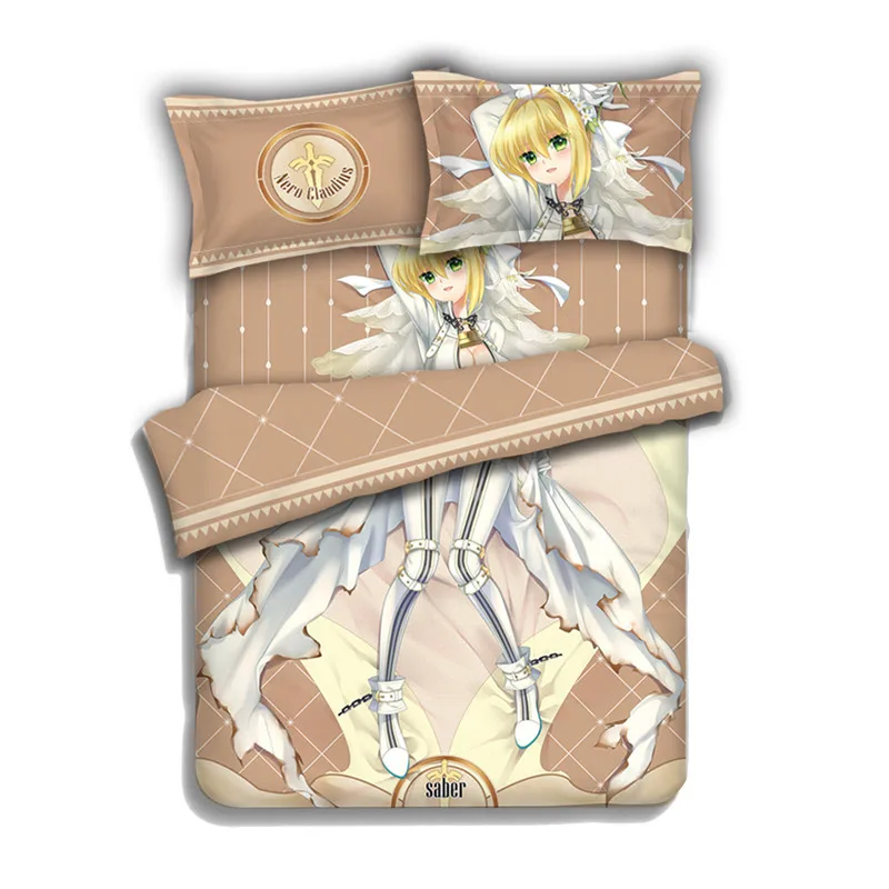 

Anime Fate/stay Night/EXTRA/Zero Nero Saber Bedding Sets Twin/Queen/King 4pcs Bed Set with Pillowcase + Sheet+Duvet Cover