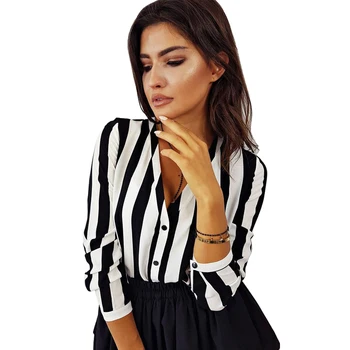Women Blouses and Tops Lady Sexy Striped V Neck Long Sleeve Top Blazer Fashion Slim Fit Womens Clothing
Women Blouses and Tops Lady Sexy Striped V Neck Long Sleeve Top Blazer Fashion Slim Fit Womens Clothing