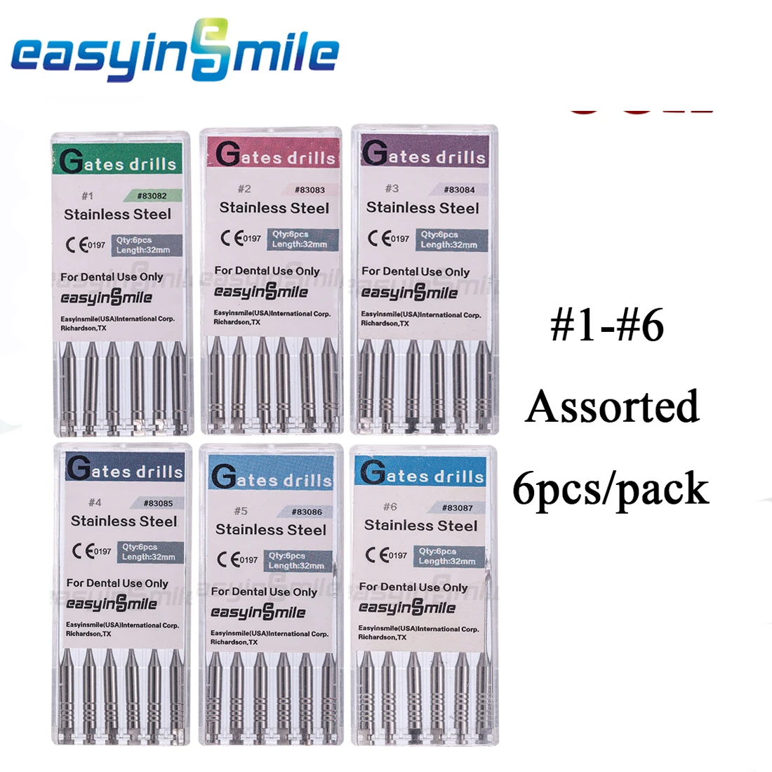 6Pcs/Pack Dental Gates Glidden Drills Endodontic NITI Reamers Burs Root Canal Files Staniless Steel1#-6#EASYINSMILE
6Pcs/Pack Dental Gates Glidden Drills Endodontic NITI Reamers Burs Root Canal Files Staniless Steel1#-6#EASYINSMILE