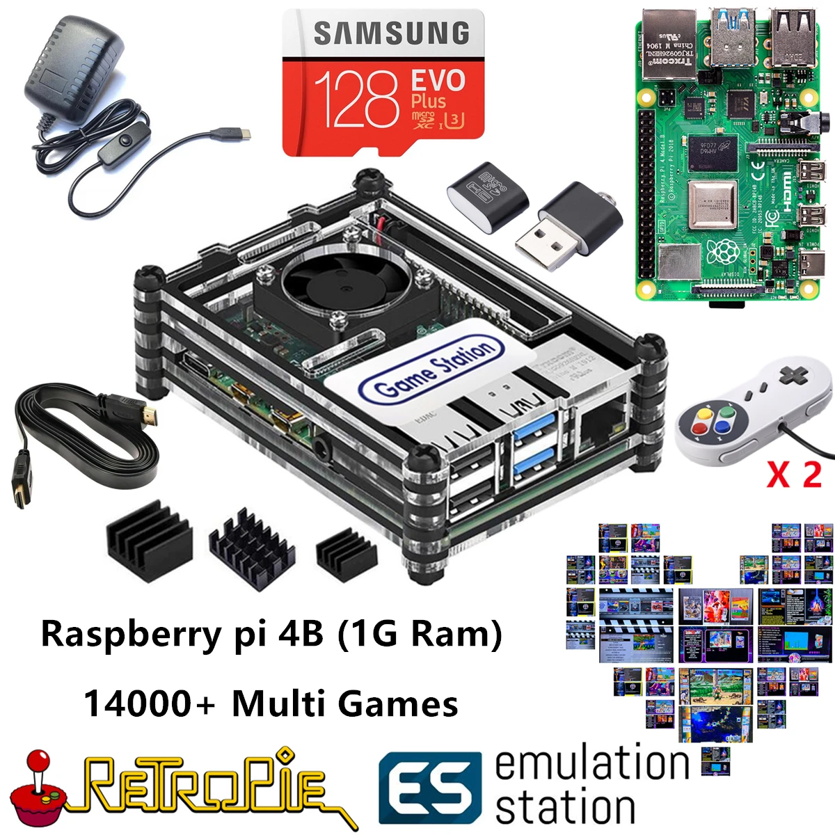 New Emulation Station ES 128G Raspberry Pi 4B 14000+ Games in 1 Retropie Arcade Game Console Classic Retro Games PS NES
New Emulation Station ES 128G Raspberry Pi 4B 14000+ Games in 1 Retropie Arcade Game Console Classic Retro Games PS NES