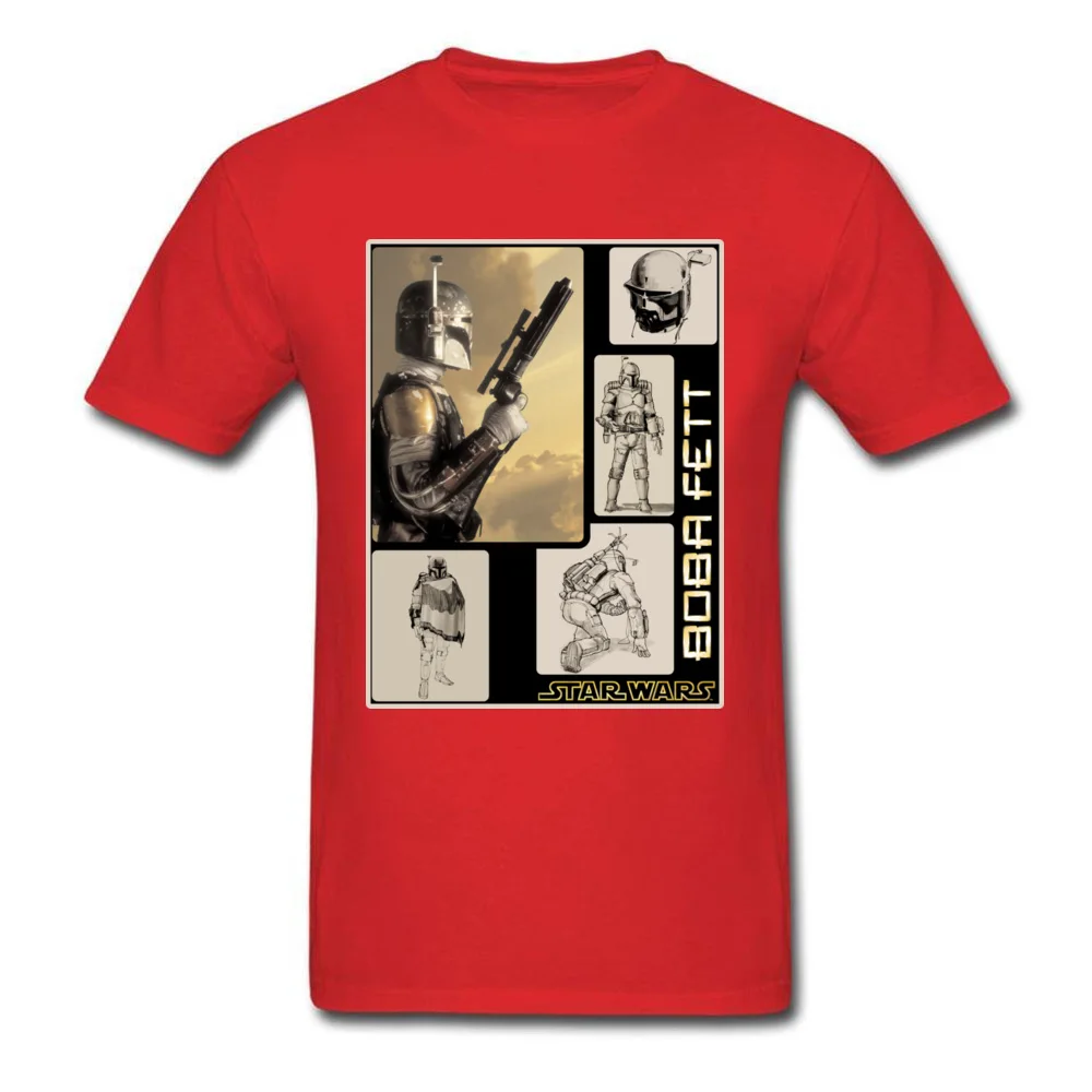 Star Wars Boba Fett Detailed Family Male T-shirts Crew Neck Short Sleeve 100% Cotton Fabric Tops T Shirt Geek Tee-Shirts Boba Fett Detailed red