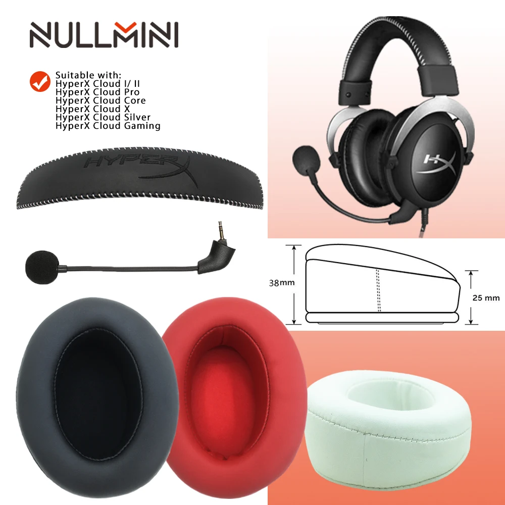 Сменные амбушюры NullMini для HyperX Cloud I/ II Core Silver Alpha Pro X Gaming гарнитура|Аксессуары