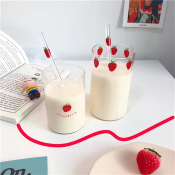 Glass Water Bottle with Straw Berry Cute Nordic Glass Cup Creative Transparent Water Cup Student Milk Heat Resistant Glass
Glass Water Bottle with Straw Berry Cute Nordic Glass Cup Creative Transparent Water Cup Student Milk Heat Resistant Glass