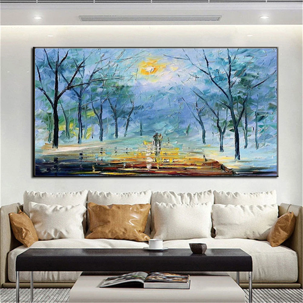 Hand-painted beautiful oil painting modern abstract blue park landscape lovers canvas painting living room decoration mural art
Hand-painted beautiful oil painting modern abstract blue park landscape lovers canvas painting living room decoration mural art