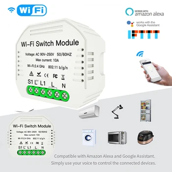 Smart life/Tuya remote control Smart WiFi Switch Module Hidden Smart light Switch 1/2 Way 90-250V Work With Alexa Google Home
Smart life/Tuya remote control Smart WiFi Switch Module Hidden Smart light Switch 1/2 Way 90-250V Work With Alexa Google Home