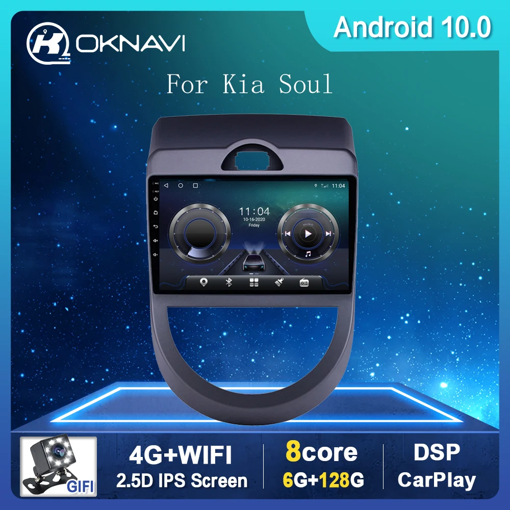 Автомагнитола 6G 128G Android 10 0 мультимедийный видеоплеер для KIA Soul 2010-2013