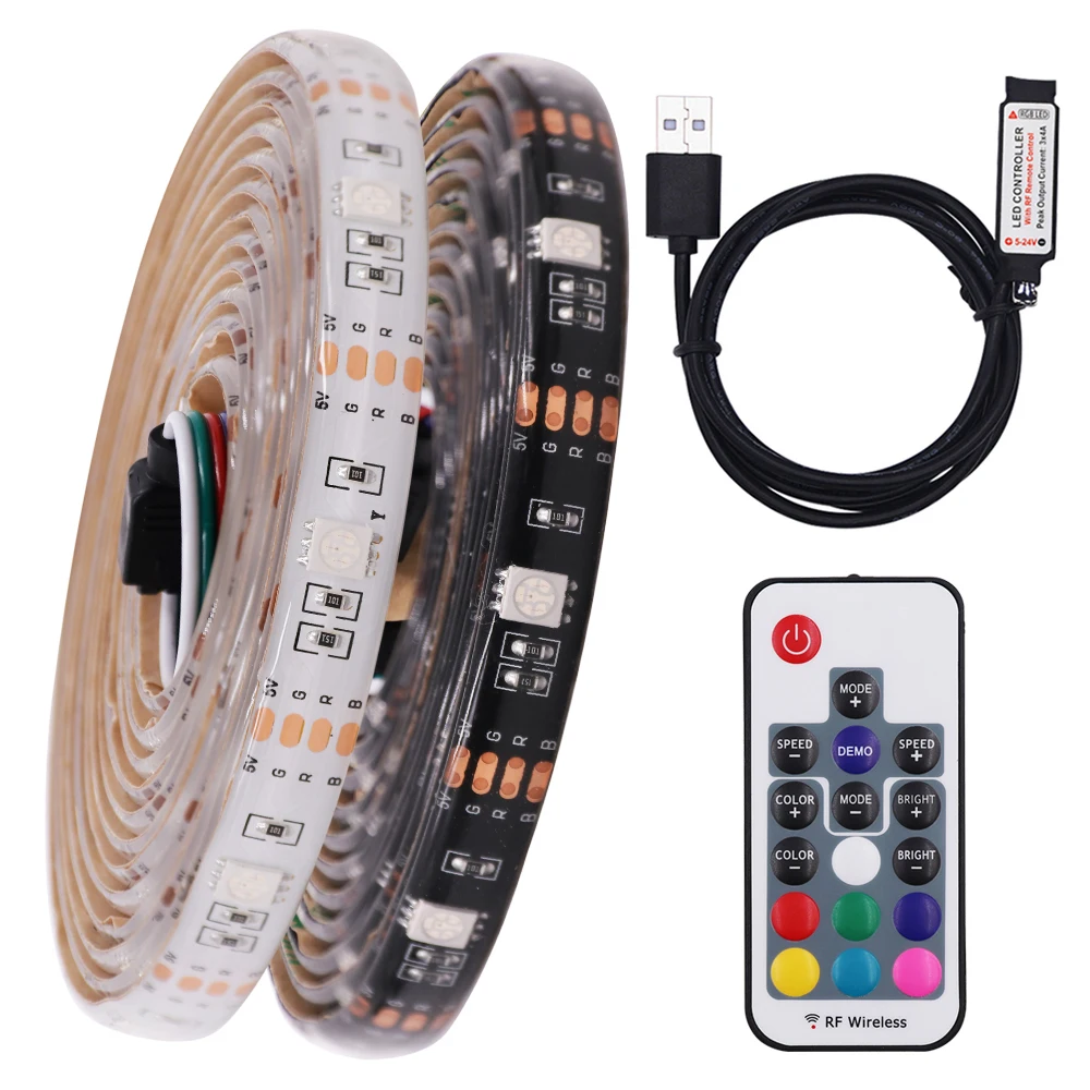 5V 5050 RGB Led Strip USB Light 30LEDs/m Remote Control RGB Light for TV / Home Decorative Lighting Waterproof White/Black PCB
5V 5050 RGB Led Strip USB Light 30LEDs/m Remote Control RGB Light for TV / Home Decorative Lighting Waterproof White/Black PCB